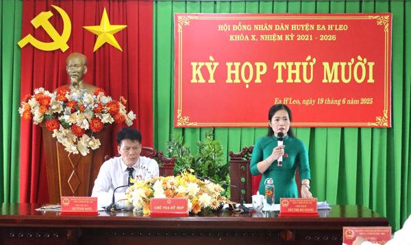 Hội đồng nhân dân huyện Ea H’leo đánh giá kết quả thực hiện Nghị quyết về nhiệm vụ phát triển kinh tế - xã hội, quốc phòng - an ninh 6 tháng đầu năm 2025