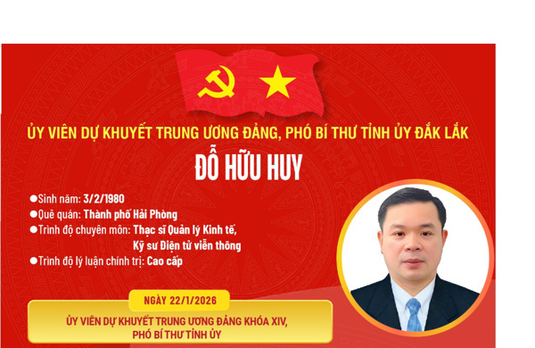 (Infographic) Ủy viên dự khuyết Ban Chấp hành Trung ương Đảng, Phó Bí thư Tỉnh ủy Đắk Lắk Đỗ Hữu Huy