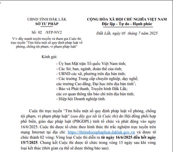 Hưởng ứng Cuộc thi trực tuyến “Tìm hiểu một số quy định pháp luật về phòng, chống tội phạm, vi phạm pháp luật”