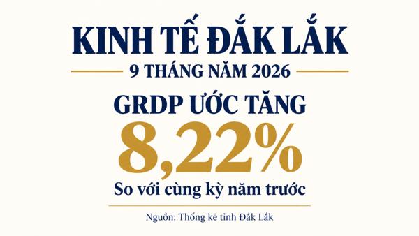 Kinh tế Đắk Lắk tăng 8,22% trong 9 tháng: Phát huy động lực dịch vụ, tháo gỡ điểm nghẽn đầu tư