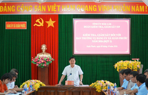 Đoàn Kiểm tra, giám sát số 519 làm việc với Đảng ủy xã Xuân Phước